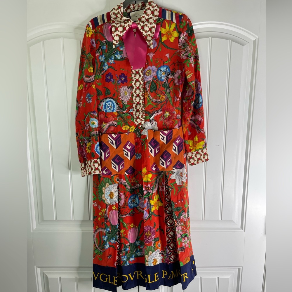 Gucci Patchwork Print Silk Dress